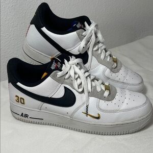 Nike Air Force 1 White and Black with Gold Accents